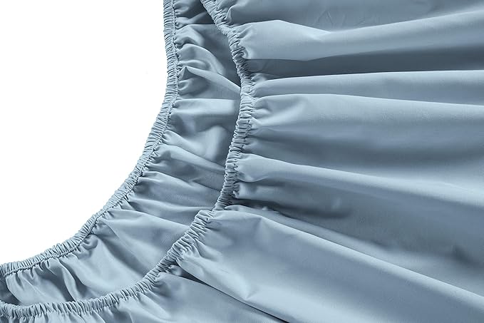 LANE LINEN Twin Extra Long Sheets – 450 Thread Count Cooling Cotton Sheets, Soft & Comfy Sateen Weave, 15” Deep Pocket Fully Elasticized Fitted Sheet, Hotel Sheet & Pillowcase Set, French Blue