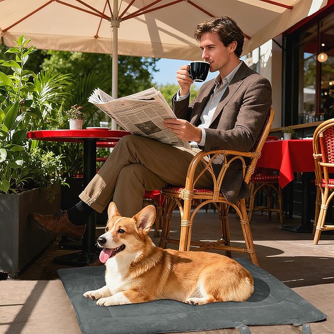 Kritter Planet Waterproof Foldable Dog Bed Pad for Camping & Travel, Portable Roll-Up Dog Bed Car Seat Pet Cushion Mat with Handles for Medium & Large Dogs, Indoor & Outdoor Use