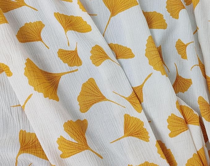 Linen Rayon Blend Fabric by The Linen Lab – Lightweight, Soft, Pre-Washed Material for Sewing, Clothing, Crafts & DIY (1 Yard pre Cut, Yellow Ginkgo with Subtle Wrinkle Effect)
