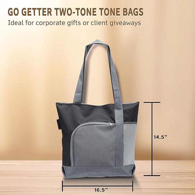 DISCOUNT PROMOS Go Getter Sport Tote Beach Bags Set of 6, Bulk Pack - Reusable, Great for Shopping, Beach, Picnic, Other Outdoor Adventure - Black