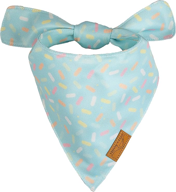 Remy+Roo Dog Bandanas - 2 Pack | Birthday Set | Premium Durable Fabric | Patented Shape | Adjustable Fit | Multiple Sizes Offered (Large)