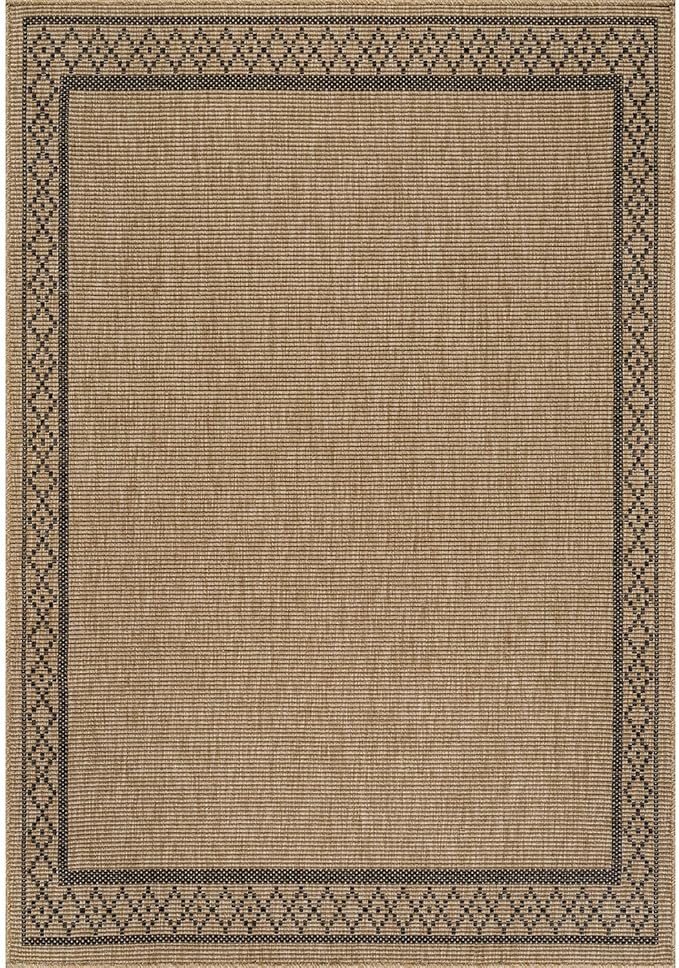 Easy Jute Rugs 8x10 Frame Natural Color Living Room Indoor Outdoor Area Rug for Patio and Kitchen Rug High Traffic Washable Easy to Clean Solid Boho Woven Design Carpet (8 x 10)