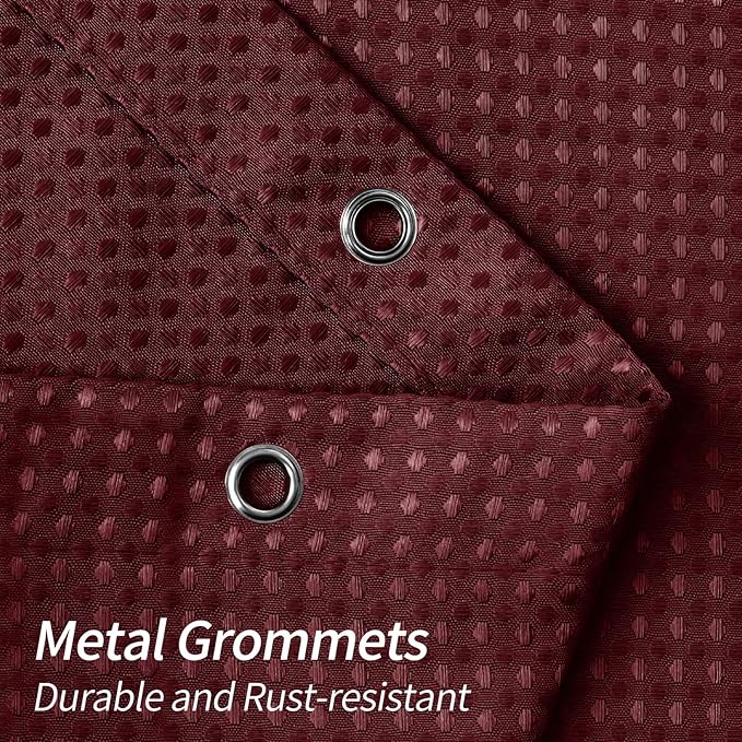 MitoVilla Burgundy Waffle Fabric Shower Curtain, Modern Waffle Weave Textured Shower Curtains for Luxury Bathroom Decor, Wine Red Heavy Bathroom Shower Curtain, 72 x 72