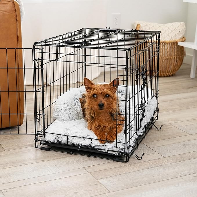 Best Friends by Sheri Nap Mat Dog Bed with Bolster - Washable Crate Pad, Removable Cover, Frost, Small, 22x15