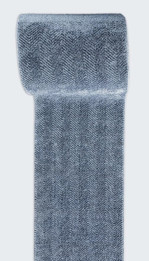 Well Woven Custom Size Hallway & Stair Runner- Harlow Pompeii Blue 31 Inches Wide x 95 Feet Long Runner (31" x 95') Runner Rug - Modern Chevron Pattern, Ultra-Soft, Easy-Clean