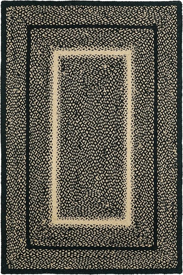 Traditional Jute Braided Rug, Rustic Country Décor for Kitchen, Living Room, Dining Room, Bedroom, Desert Black, 3'X5'