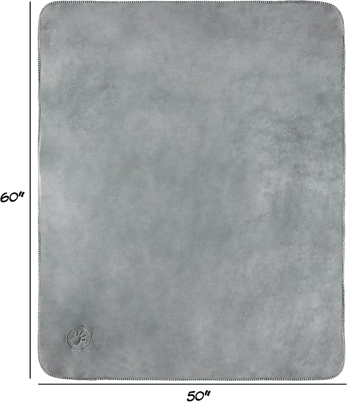 Waterproof Pet Blanket - 50x60-Inch Reversible Sherpa Fleece Throw Protects Couches, Cars, and Beds from Spills, Stains, and Fur by PETMAKER (Gray)
