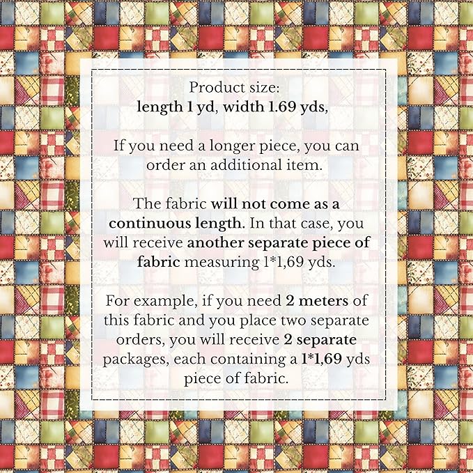 Harvest Cottage Patchwork Cotton Fabric – Premium Turkish Printed Cotton 140 GSM, Pre-Cut 61 x 36.6 Inches, Quilting & Sewing Fabric for Crafts, Home Decor & DIY Projects