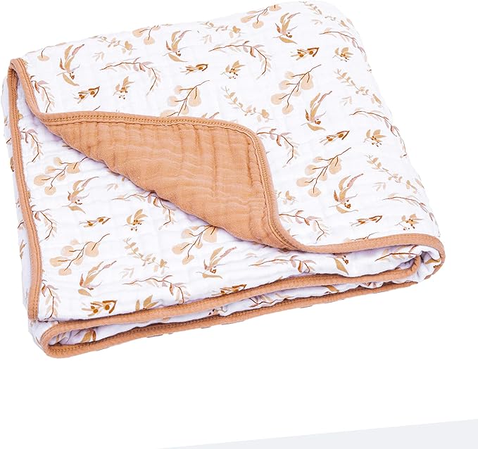 Parker Baby Muslin Blanket | 100% Soft Cotton Toddler Quilt & Baby Muslin Swaddle | Gender Neutral Design 47" x 47" Blanket