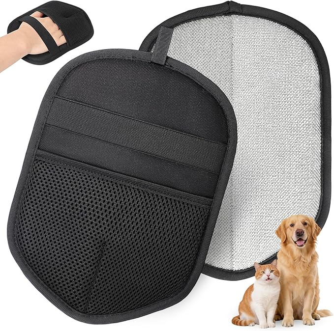 Cattooll Pet Hair Removal Gloves, Reusable Electrostatic Grooming Mitt for Dogs & Cats, Effective Fur Remover for Furniture, Carpet, Clothing, Car Seats,1 Pack