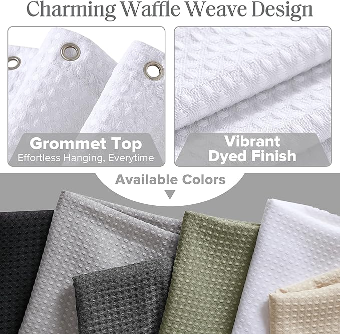 Madison Park Shower Curtain Waffle Weave, Vibrant Dyed, Waffle Shower Curtain 3M Scotchgard Moisture Management, Farmhouse Extra Long Shower Curtains for Bathroom, Extra Long: 72"x84" White