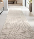 Well Woven Custom Size Hallway Stair Runner - Choose Your Length - 27 Inches Wide x 30 Feet Long Runner (27" x 30' Runner) Rug - Ivory Sibi Soft Touch, Modern Abstract - Hi-Lo Pile