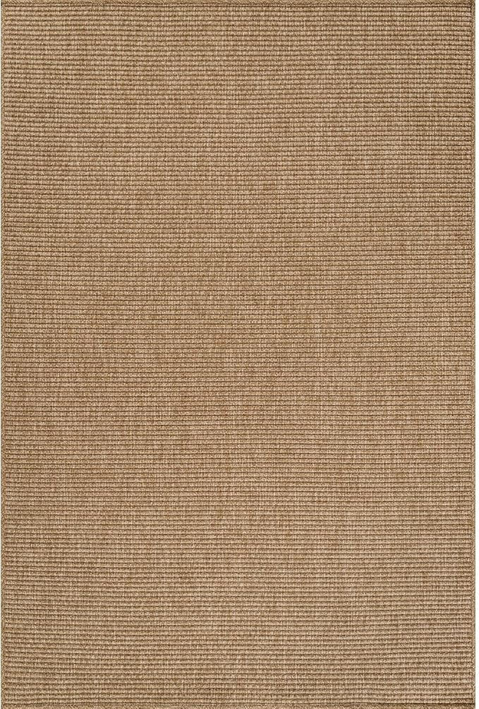 CAMILSON Easy Jute Rug 8x10, Indoor Outdoor Natural Color Farmhouse Area Rugs for Living Room Patio and Kitchen Rug, Solid Boho Woven Design, Easy-Cleaning, Washable Outside Carpet Alfombras (8 x 10)