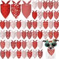 Abbylike 50 Pcs Valentines Day Dog Bandanas Bulk Red and White Polka Dots Stripes Bandanas for Dogs Triangle Kerchief Bibs Scarf for Pet Romantic Costume Photo Props Accessories(25.6 x 17.7 x 17.7)