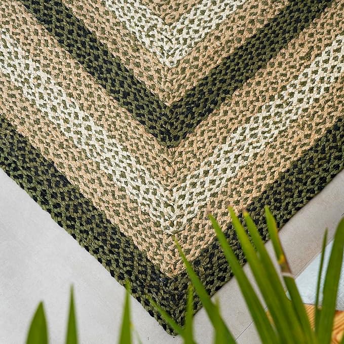 Traditional Jute Braided Rug, Rustic Country Décor for Kitchen, Living Room, Dining Room, Bedroom, Meadow, 4'X6'