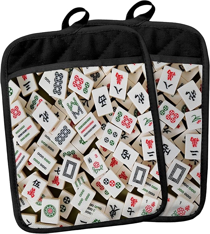 Mahjong Gifts Pot Holders for Kitchen，Mahjong Gifts for Women，Funny Oven Mitts,Cute Pot Holders,Funny Kitchen Decor,Potholder(Color-01)