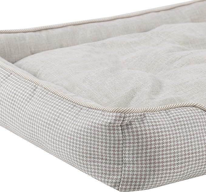 Sam's Pets Arlo Orthopedic Brown Plaid Dog Bed with Soft Fabric, Easy Cleaning, Non-Slip Grip, Modern Design, Large