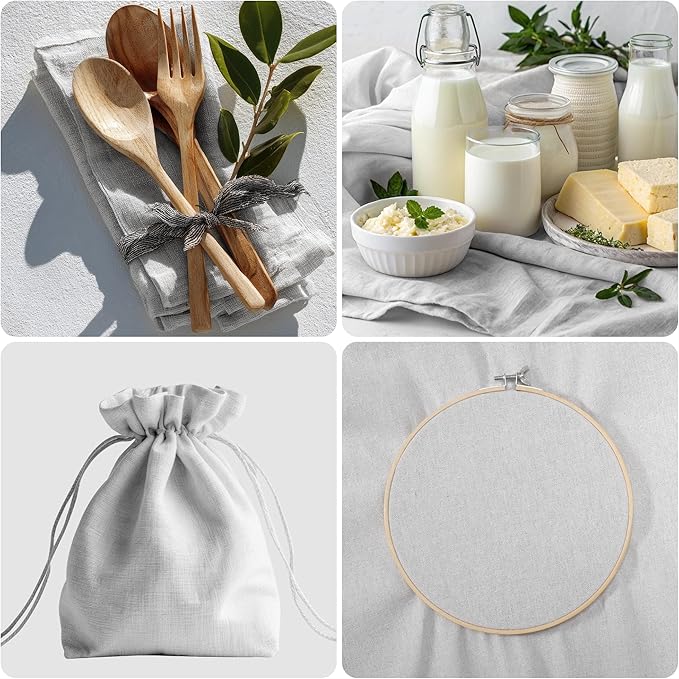 Caydo White Linen Fabric, (62In x 19In) Large Size Linen Material for Making Garment Craft Flower Pot Interior Decoration