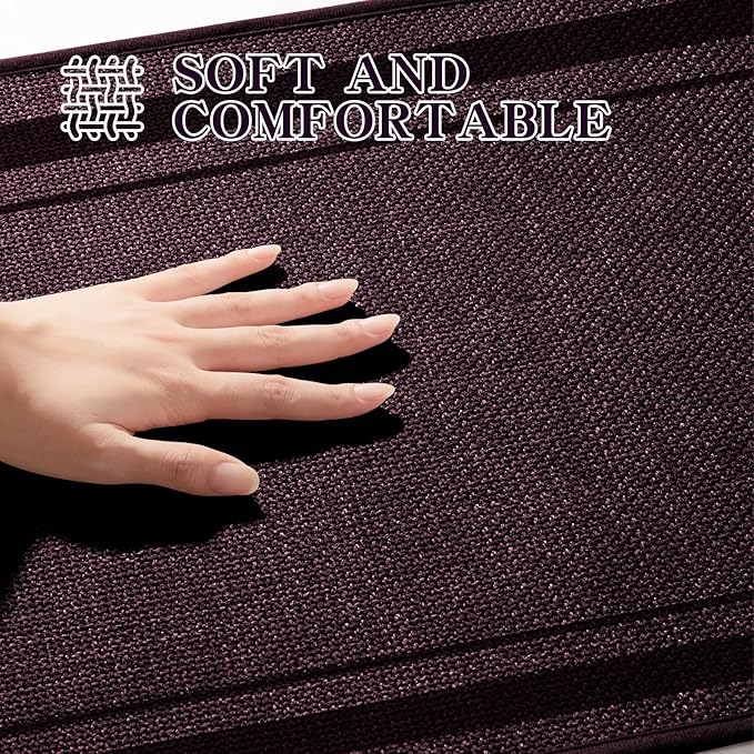 chakme Bathroom Rugs Mat 32x17, Ultra Thin Non Slip Bath Mat Quick Dry Absorbent Bath Mat for Bathroom Floor, (Dark Purple, 32"x17")