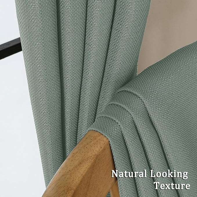 Lecloud Bessie Sage Green Curtains 84 Inches Long 2 Panels, Faux Linen Textured Light Filtering Curtains for Living Room/Bedroom, Farmhouse Window Treatments Home Decor, Each 40 W x 84 L