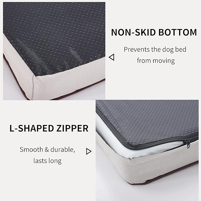 GOHOO PET Orthopedic Memory Foam Dog Bed, Cooling Dog Beds for Medium/Large Dogs -Waterproof Pet Bed for Crate with Removable Washable Cover, L(35inch,65Lbs)
