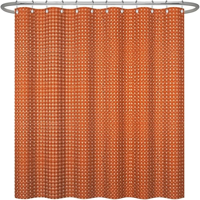 ggaimwf 72x96 Inch Solid Color Shower Curtain for Bathroom Waffle Bath Water Resistant Fabric Curtains Rust Modern Thick Shower Stall Curtain with Metal Hooks