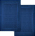 Infinitee Xclusives Premium Cotton Bath Mats for Bathroom – Pack of 2 | 34x22 Inches | Ultra Soft, Super Absorbent, Non-Slip, Machine Washable Mats (Tranquil Navy) [Not a Rug]