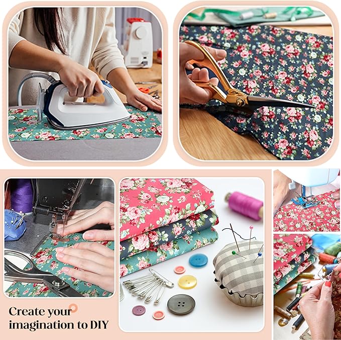 Hanjunzhao 42Pcs 10" Layer Cake Fabric - Vintage Floral Print Cotton Fabric Squares 10x10, Layer Cakes 10 inch Squares for Quilting, Sewing, Quilts, and Crafts - Retro Floral
