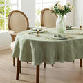 Newbridge Barcelona Damask Fabric Tablecloth, 60 x 84 Inch Oval, Sage Green – No Iron, Soil Resistant Table Cover for Dining, Parties and Holidays
