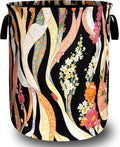 Abstract Flowers Laundry Hamper Oxford Cloth Folk Floral Art Laundry Basket With Handle Portable Clothes Storage Basket Foldable Colorful Laundry Bag 18.9"x16.5" For Laundry Room/Bedroom/Bathrooms