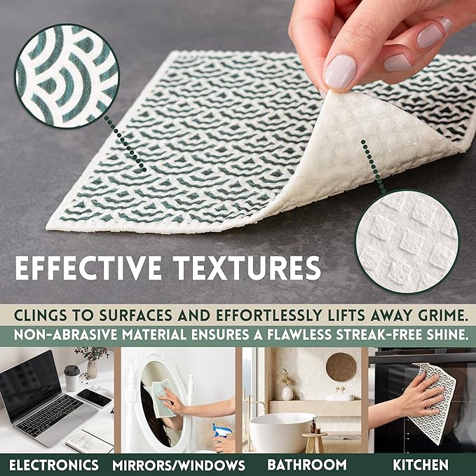 DECEE Swedish Dishcloths for Kitchen | 5 Pack Reusable Paper Towels | Washable | Swedish Dish Towels | Non-Scratch Cellulose Sponge Cloths | No Odor, Biodegradable Cleaning Cloths (Earthy)
