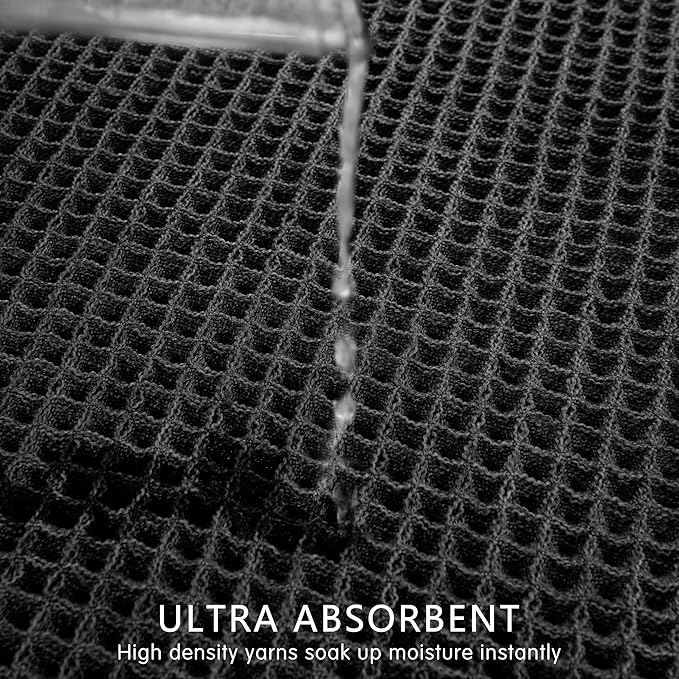 SUBRTEX Waffle Braided Bath Mat, 24" x 36" Soft Waffle Bath Rugs, Absorbent Non Slip Bathrooom Mats, Machine Washable Area Rug for Bathroom, Quick Dry, Black