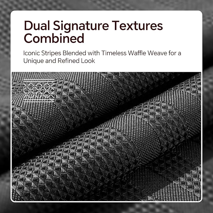 TURKIO Black Shower Curtain Waffle Weave Shower Curtain Striped Fabric Shower Curtains for Bathroom, Black Bathroom Decor