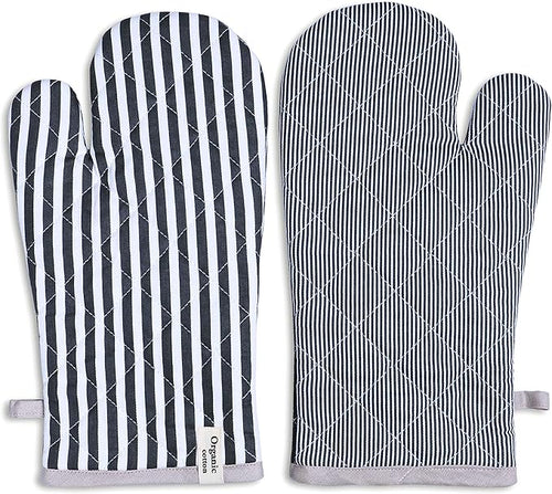 AMOUR INFINI Cotton Oven Mitts Set of 1 with Hanging Loop Non-Slip, Heat Resistant, Reusable Oven Mitt for Baking Cooking Kitchen Oven Gloves (Charcoal)