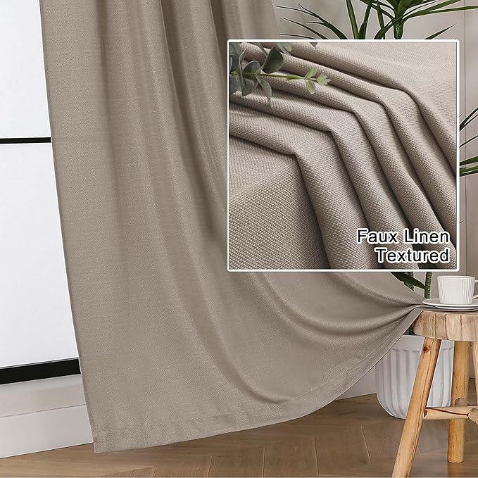 Lecloud Bessie Stone Curtains for Living Room Decor 78 Inches Long 2 Pcs, Privacy Airy Window Treatments Bedroom Curtains, Dual Rod Pocket Light Filtering Drapes for Living Room, Each 40" W x 78" L