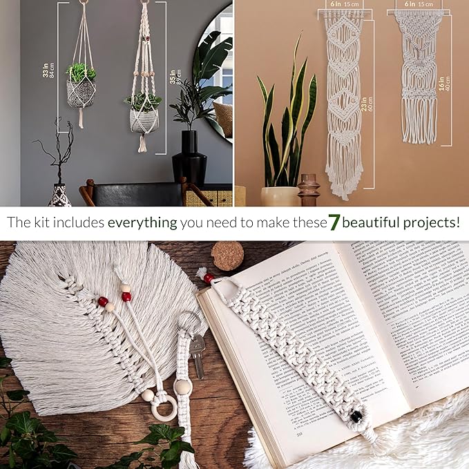 MIGO Creates Macrame Kits for Adults Beginners with 126 Macrame Supplies and 7 Projects E-Book: DIY Macrame Kit with 165 Yards Macrame Cord and Craft Supplies & Materials to Start Macrame!