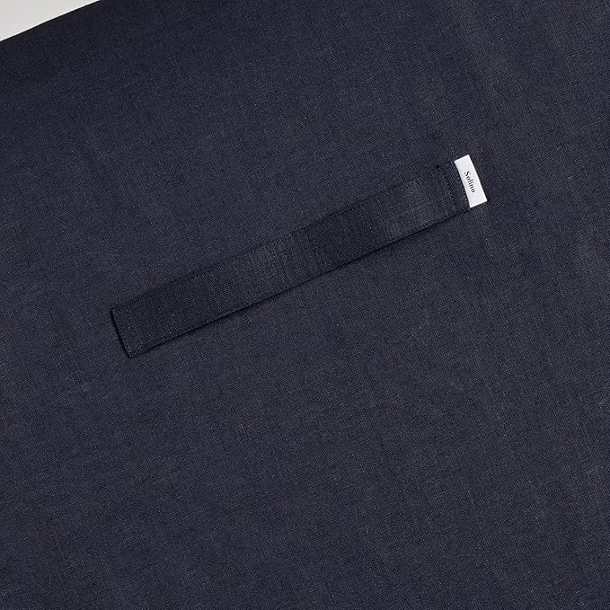 Solino Home Linen Bistro Server Apron - Extra long ties with Pockets - 100% Pure Linen Midi Half Apron for Men and Women