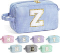 YOOLIFE Travel Makeup Bag for Women - Initial Cosmetic Bag Toiletry Pouch Make Up Case for Women Friend Sister Teacher, Personalized Birthday Gifts for Women, Blue Z