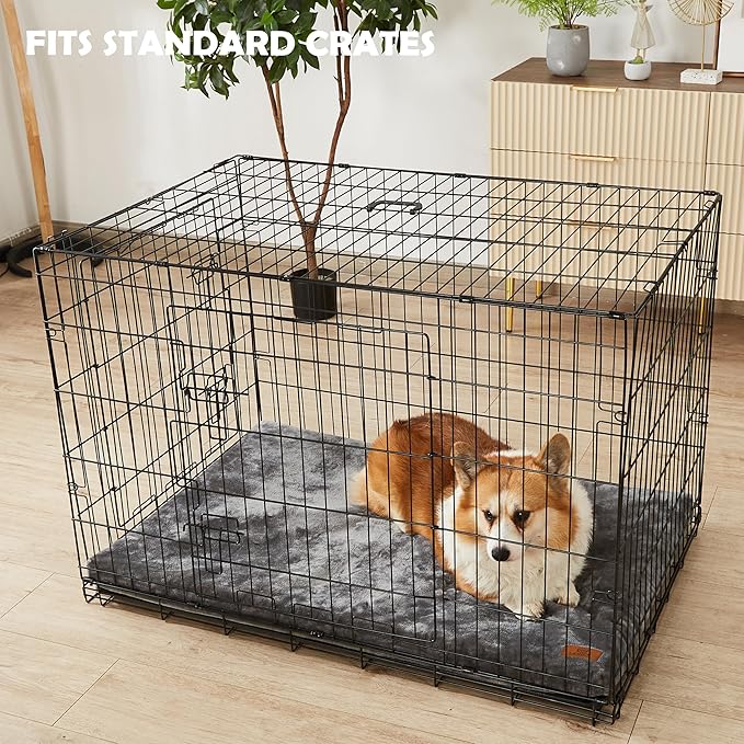 LIORCE Memory Foam Dog Crate Pad, Medium, 30-inch, Grey - Orthopedic Pet Bed Mat with Waterproof Lining, Removable Washable Cover, for Dogs & Cats