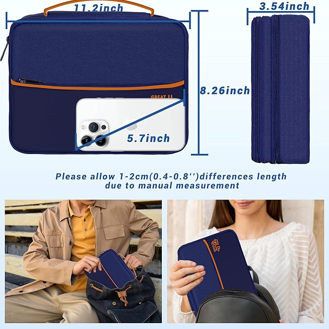 Miavers Electronics Organizer,Travel Cord Organizer Pouch, Portable Cable Organizer Bags, Waterproof Electronic Accessories Storage Case for Cables, Cords, Charger, Phone (Three Layer-NavyBlue)