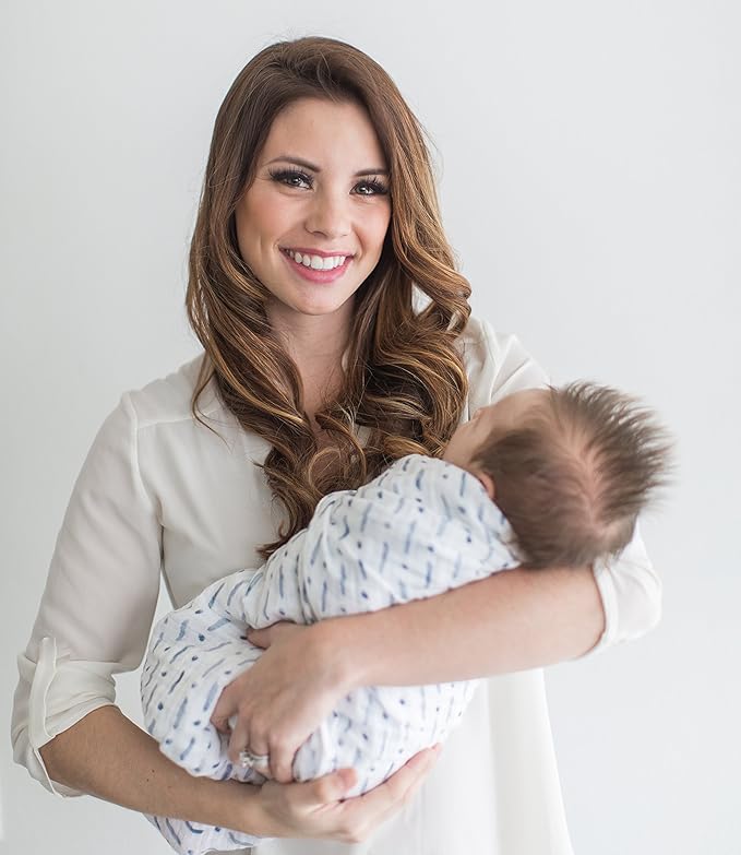 SwaddleDesigns Cotton Muslin Swaddle Blankets, Set of 4, Receiving Blankets for Baby Boys & Girls, Best Shower Gift, 46x46 inches, Denim Indigo