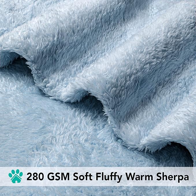 PetAmi Fluffy Soft Dog & Cat Blanket, Blue Sherpa Fleece, Calming Pet Blanket Throw for Bed & Sofa, X-Large 60x80