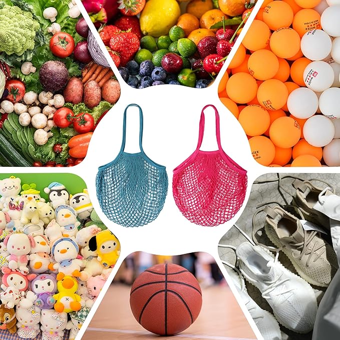 DRWSSR 2pcs Fashion Storage Mesh Bag Reusable Fruit Mesh Bag Shopping Mesh Bag Pure Cotton Portable Mesh Bag Shopping Bag