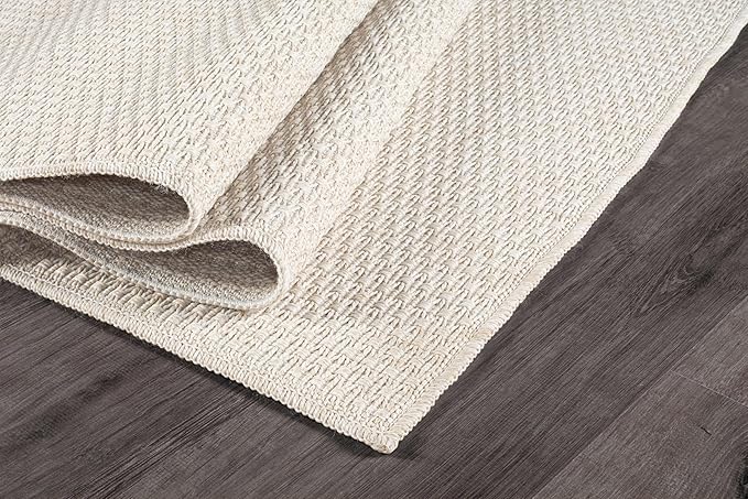 Easy Jute Rugs 9x12 White Color Living Room Indoor Outdoor Area Rug for Patio Farmhouse and Kitchen Rug High Traffic Easy to Clean Washable Solid Boho Woven Design Outside Carpet (9 x 12)
