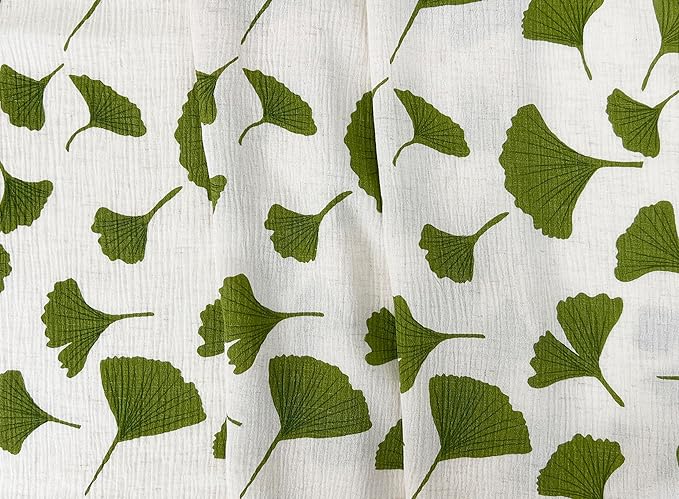 Linen Rayon Blend Fabric by The Linen Lab – Lightweight, Soft, Pre-Washed Material for Sewing, Clothing, Crafts & DIY (3 Yard pre Cut, Green Ginkgo with Subtle Wrinkle Effect)