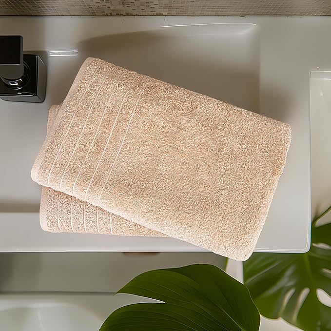 Tens Towels Pack of 2 Extra Large Bath Sheets 35 x 70 Inches, 100% Cotton, Larger & Lighter Weight, Quicker to Dry, Super Soft & Absorbent, Oversized Bath Towels, Beige