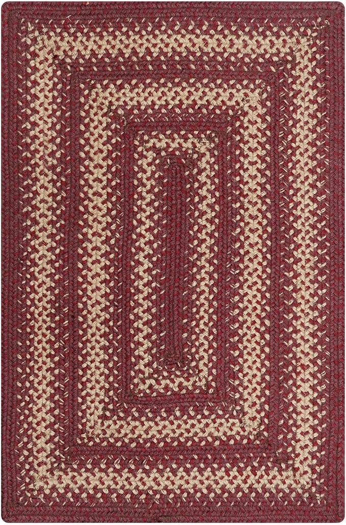 Homespice Autumn Maple Braided Area Rug 5x8' - Burgundy and Tan Braided Rugs for Dining Room and Living Room
