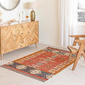 Jute Traditional Kilim Rug Boho Flatweave Area Rug for Living Room, Living Room Entryway, Tribal Series, 3'x5'