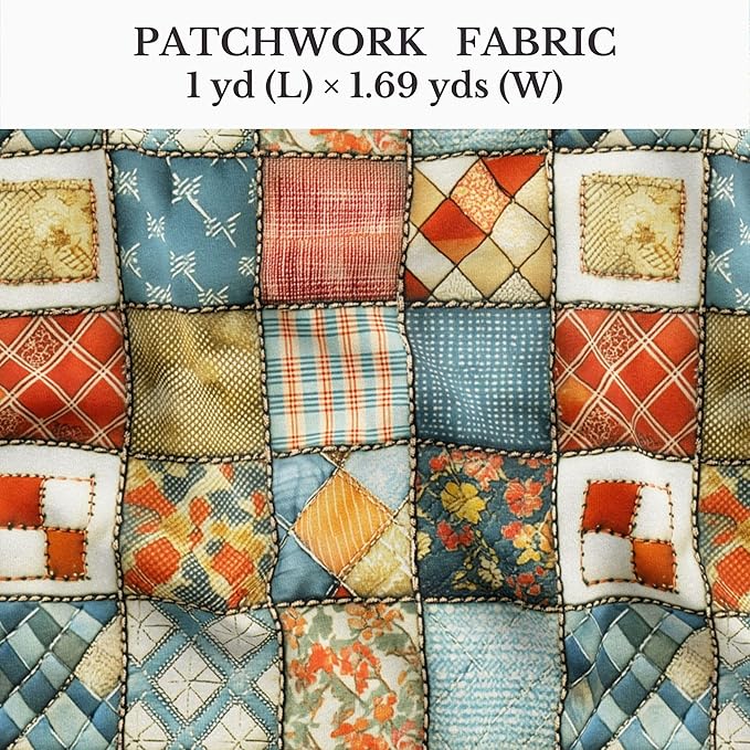 Vintage Floral Patchwork Cotton Fabric – Premium Turkish Printed Cotton 140 GSM, Pre-Cut 61 x 36.6 Inches, Quilting & Sewing Fabric for Crafts, Home Decor & DIY Projects