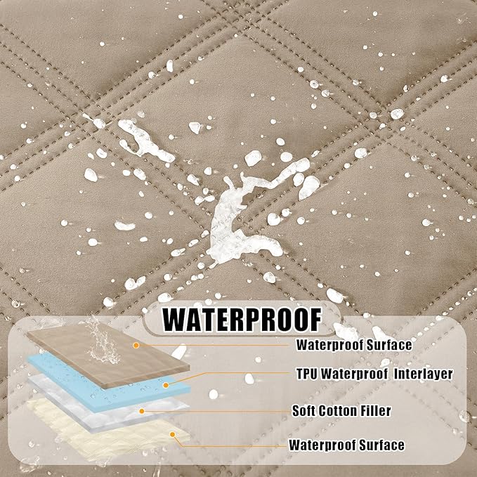 Smiry Waterproof Dog Bed Cover Blanket 82x120, Soft Reversible Pet Blanket, Washable Leakproof Cats Dogs Couch Cover for Sofa, Couch, Furniture, Lattice, Taupe/Beige